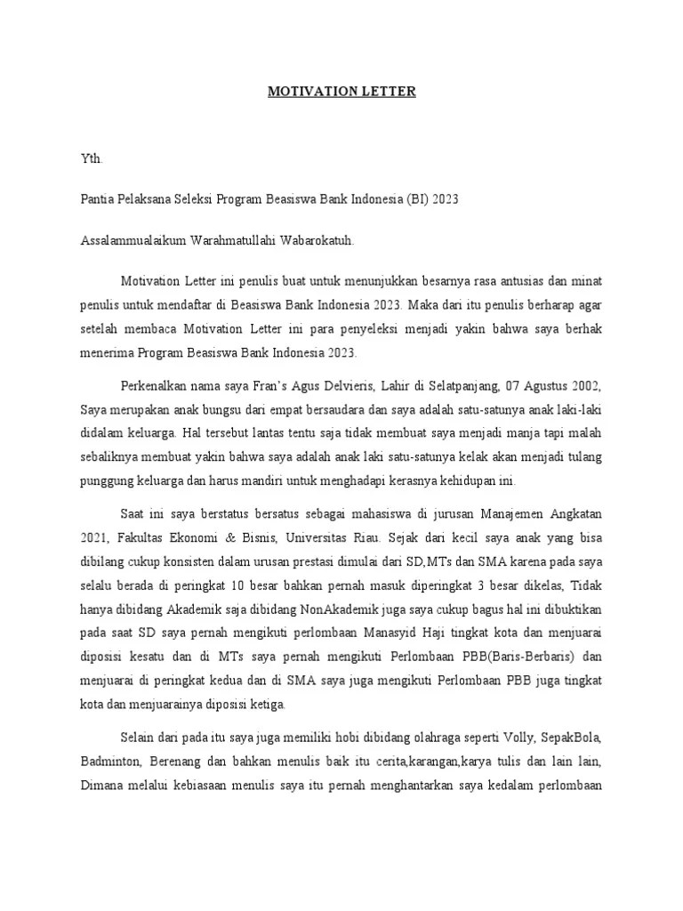 Motivation Letter | PDF