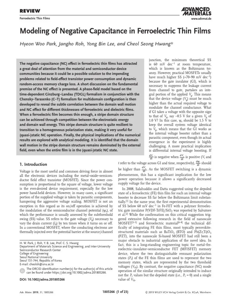 IMP REVIEW Modeling - Of - Negative - Capacitance - In - Ferroelectric ...