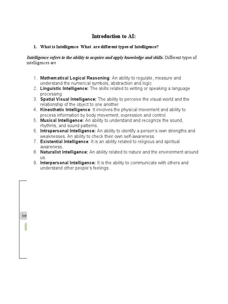 Introduction To Ai Pdf Artificial Intelligence Intelligence Ai