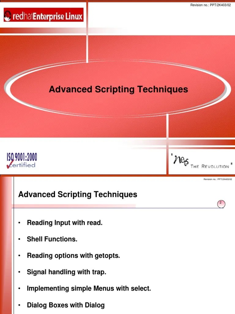11 Advanced Scripting Techniques | PDF | Shell (Computing) | Computer ...