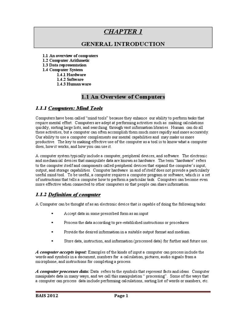 Chapter - 1 - Bais | PDF | Computer Data Storage | Operating System