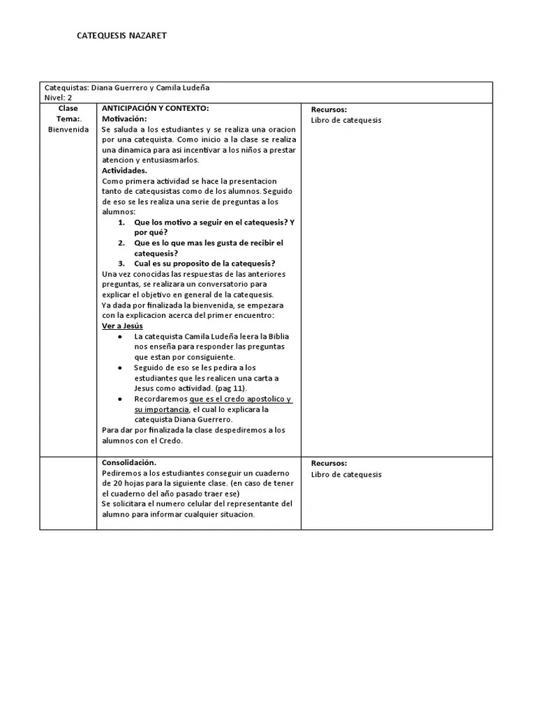 Planificacion Primera Clase Bienvenida Pdf