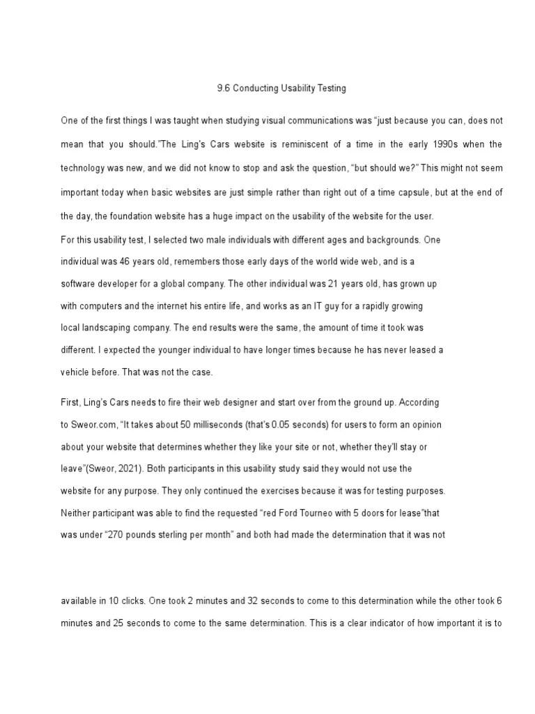 9.6 Conducting Usability Testing | PDF | Usability | Websites