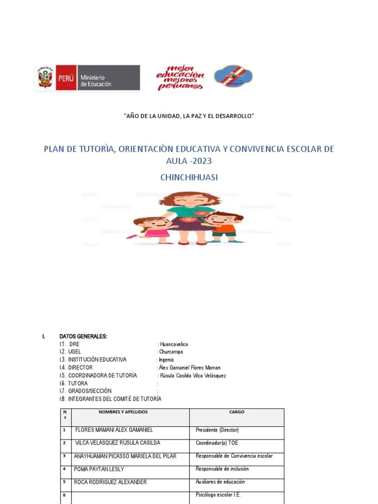 Plan De Tutorìa De Aula - 2023 | PDF | La Violencia Contra Las Mujeres | Discriminación