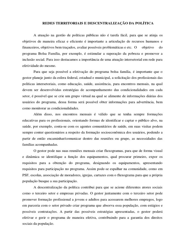 Intersetorialidade E Redes Territoriais | PDF