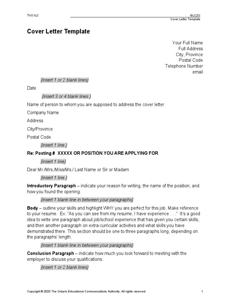 Cover Letter Template | PDF