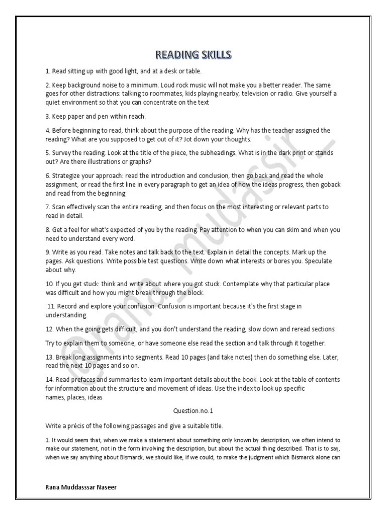 Reading Skills | PDF | Psychological Resilience | Autism Spectrum