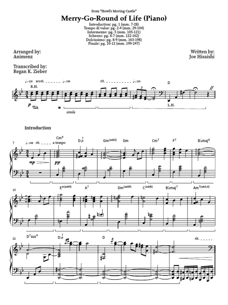 Merry-Go-Round Of Life (Piano) | PDF