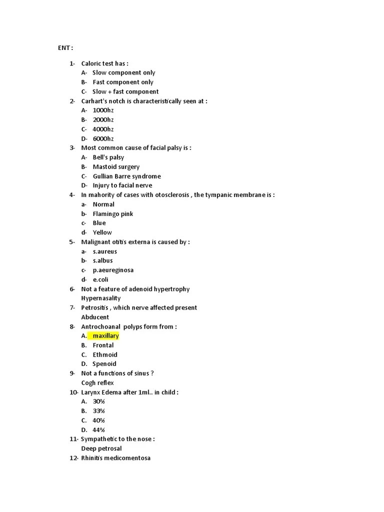 Ent | PDF | Human Nose | Clinical Medicine