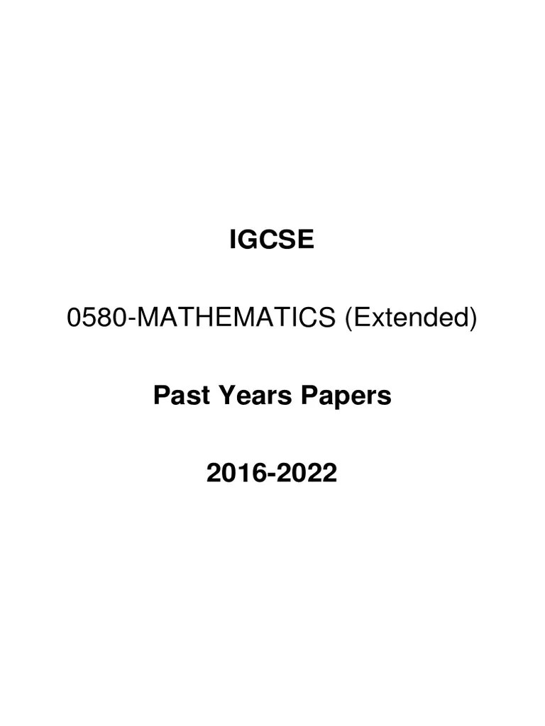 IGCSE Math (Extended) Past Year | PDF