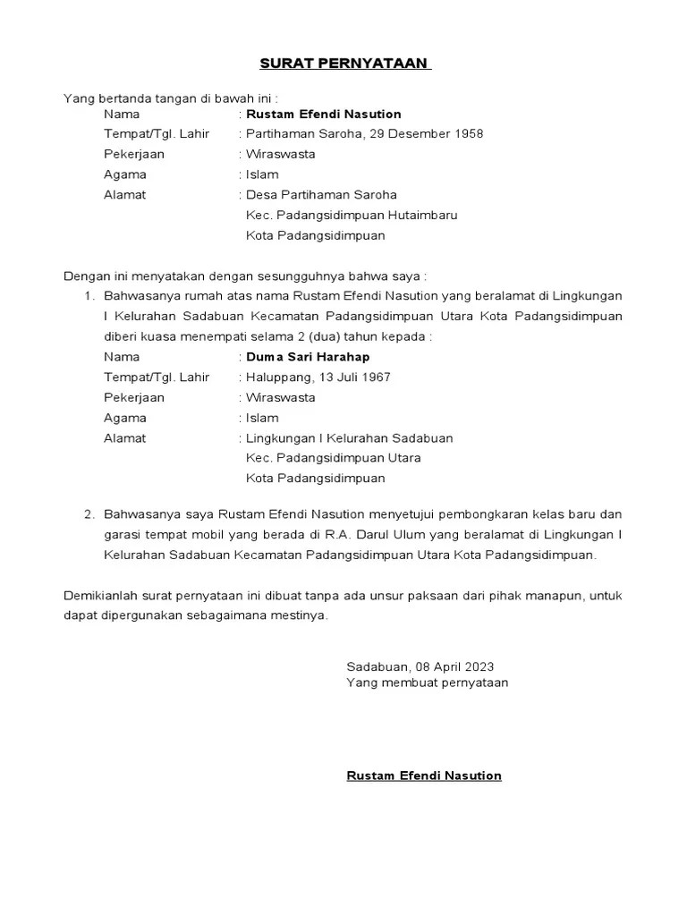 Surat Pernyataan | PDF