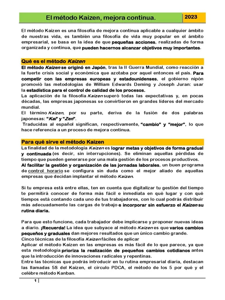 El Método Kaizen | PDF | Business | Producción Y Fabricación