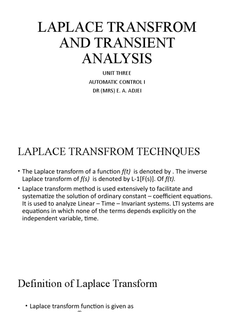 Unit - 3 - Laplace Tarnsform And Transient Analysis | PDF | Laplace ...