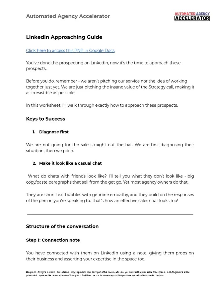 LinkedIn Approching Guide - Worksheet | PDF | Communication | Business