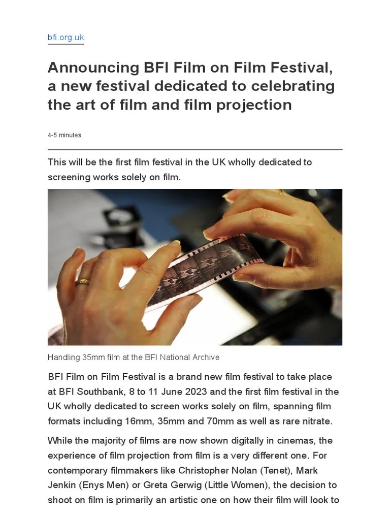 Announcing BFI Film On Film Festival, A New Festival Dedicated To Celebrating The Art Of Film ...