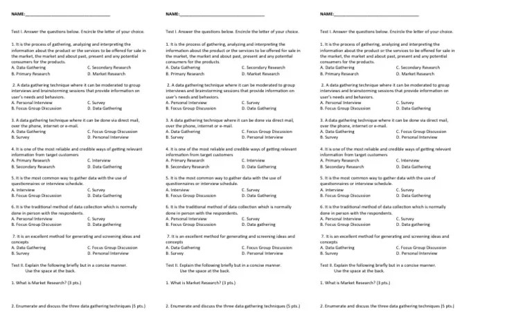 Market Research Exam | PDF | Marketing Research | Survey Methodology