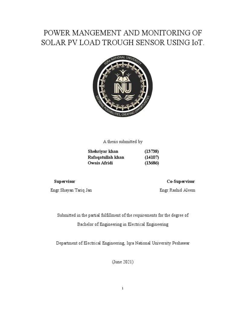 Solar PV Monitoring And Control System Using IoT Thesis Final After Changes-1 | PDF ...