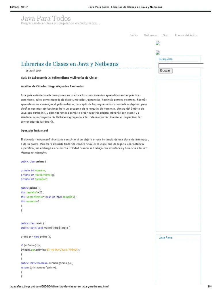 Java Para Todos - Librerías De Clases En Java Y Netbeans | PDF | Java ...