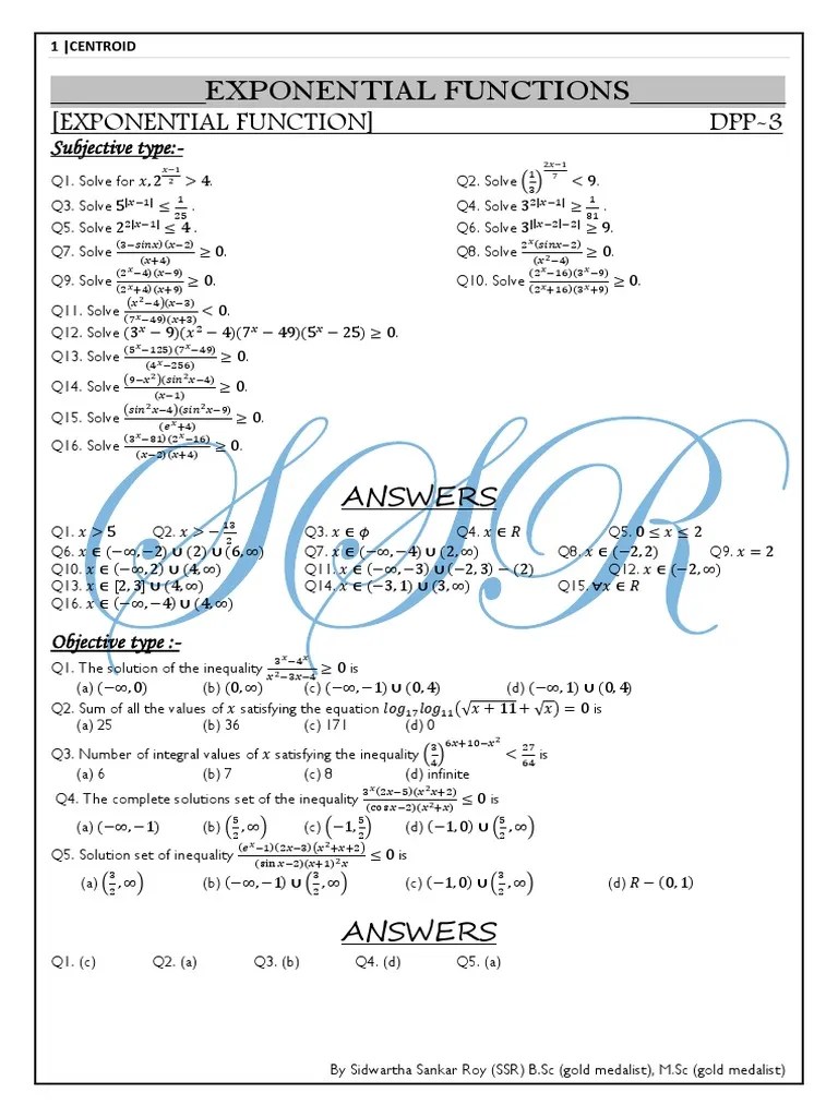 Exponential Functions (DPP-3) | PDF | Mathematical Objects ...