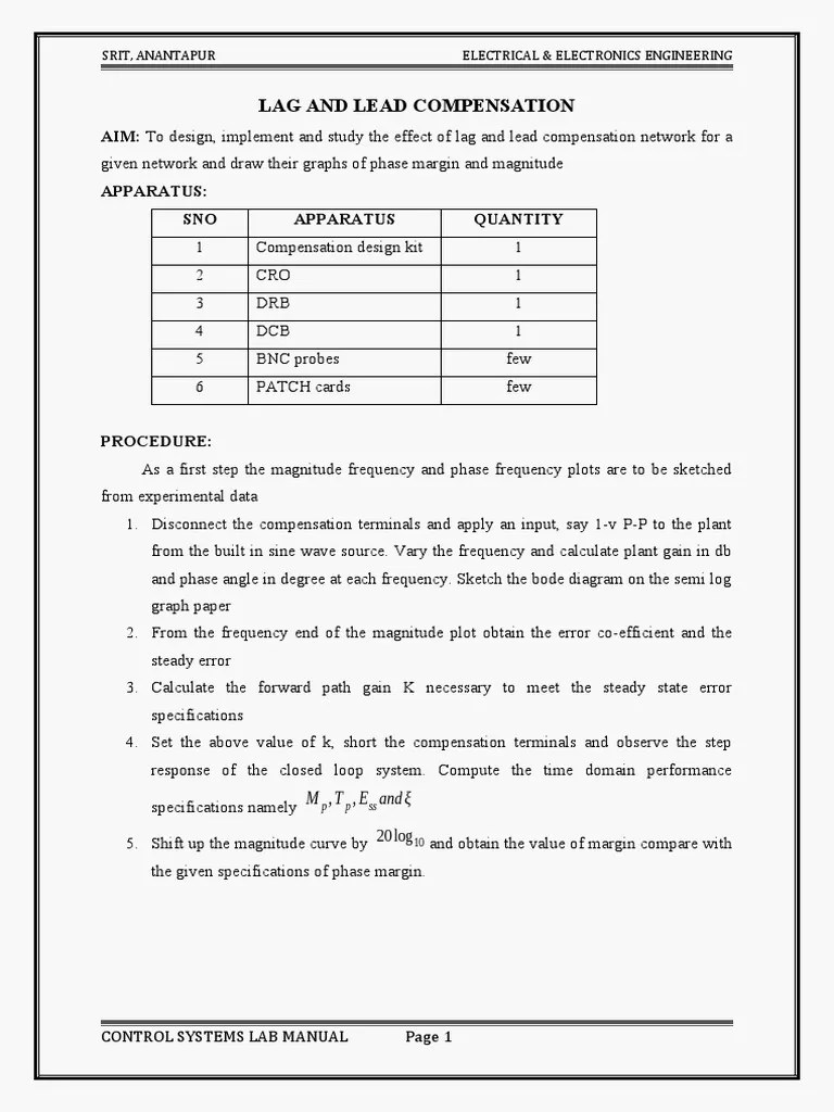 CS Lab Manual Original | PDF | Electric Motor | Voltage