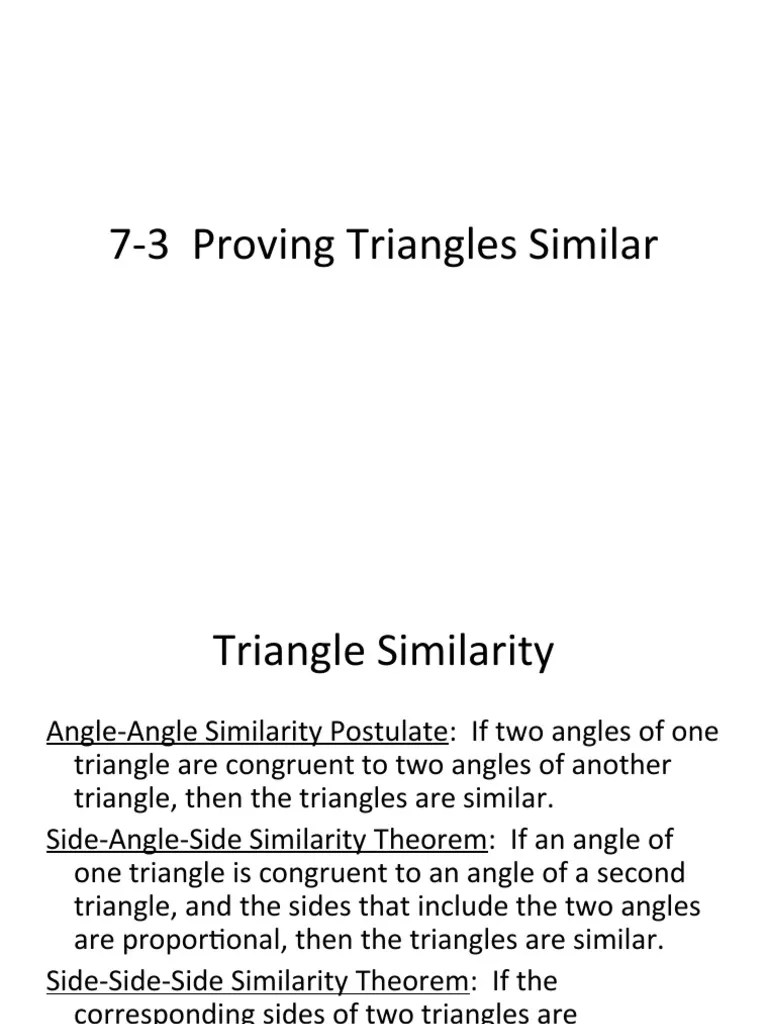 7-3 Proving Triangles Similar | PDF