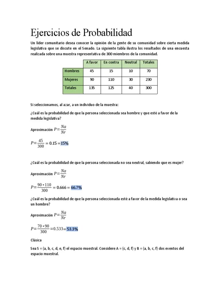 Ejercicios De ProbabilidadA | PDF | Probabilidad | Probabilidades Y Estadísticas