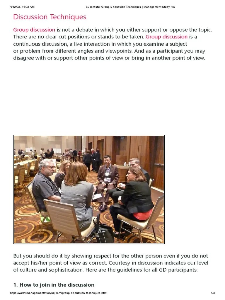 Successful group discussion techniques