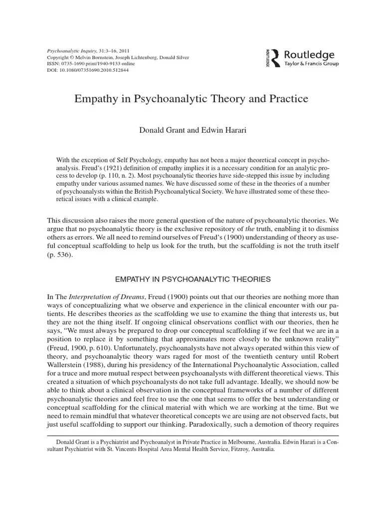 (2011) Empathy In Psychoanalytic Theory And Practice | PDF ...