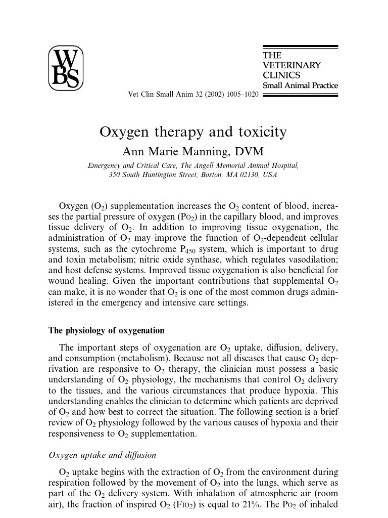 2.-Oxygen Therapy And Toxicity - Paper L. Muñoz | PDF | Hypoxia ...