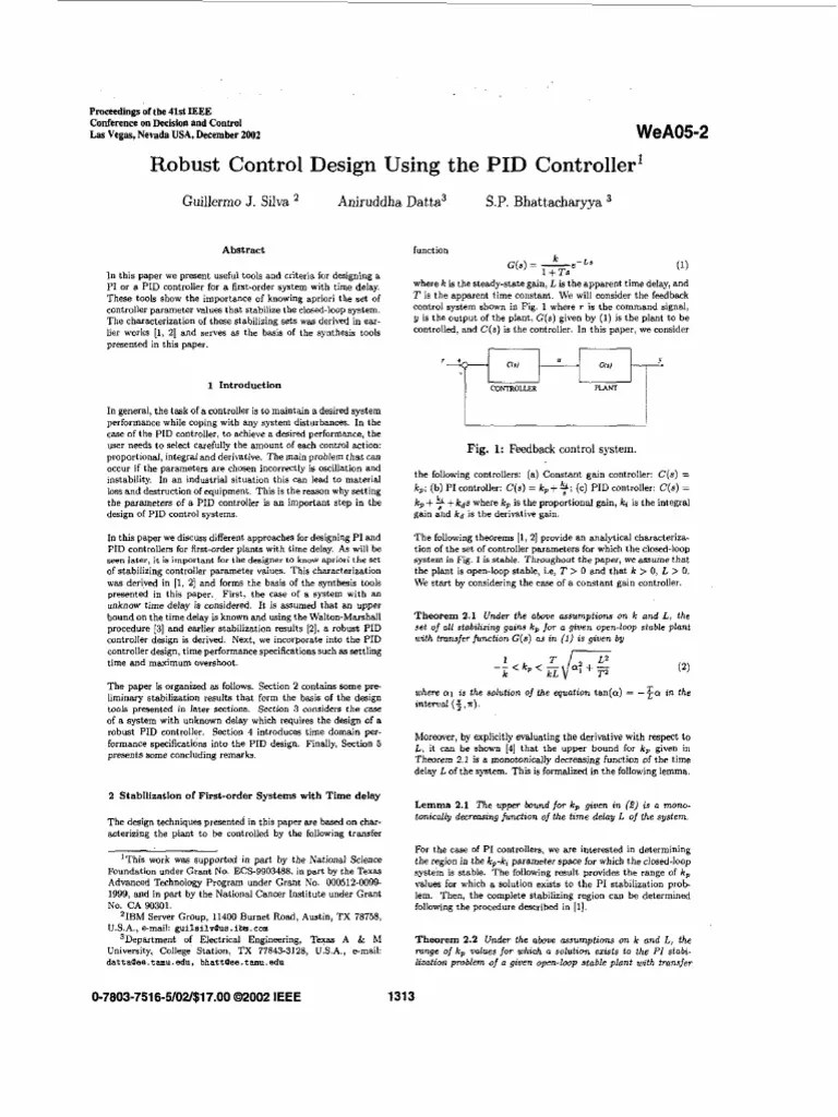 Robust Control Design Using The Pid Controller | PDF | Control Theory ...