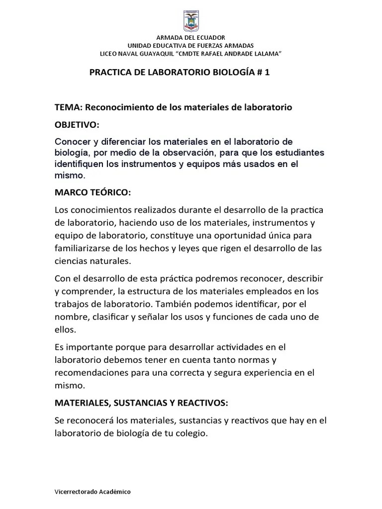 Practica #1 De Laboratorio Biol. | PDF | Laboratorios | Microscopio