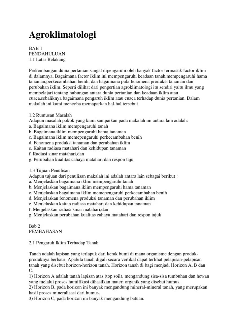 Agroklimatologi | PDF