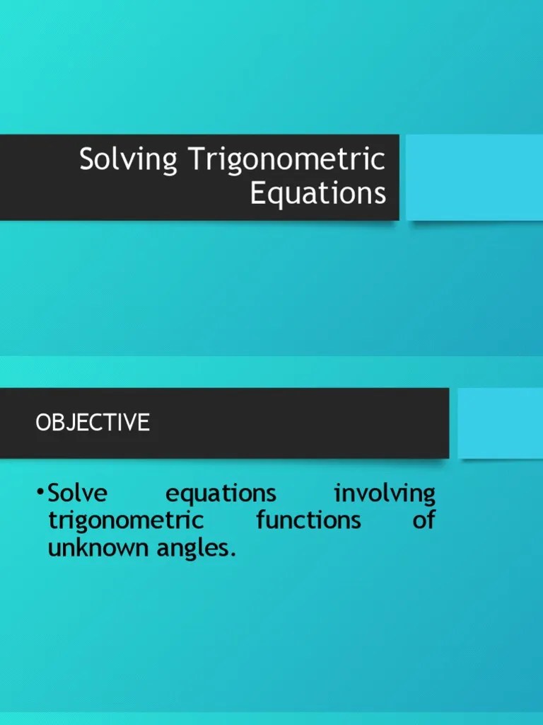 Solving Trigonometric Equations | PDF