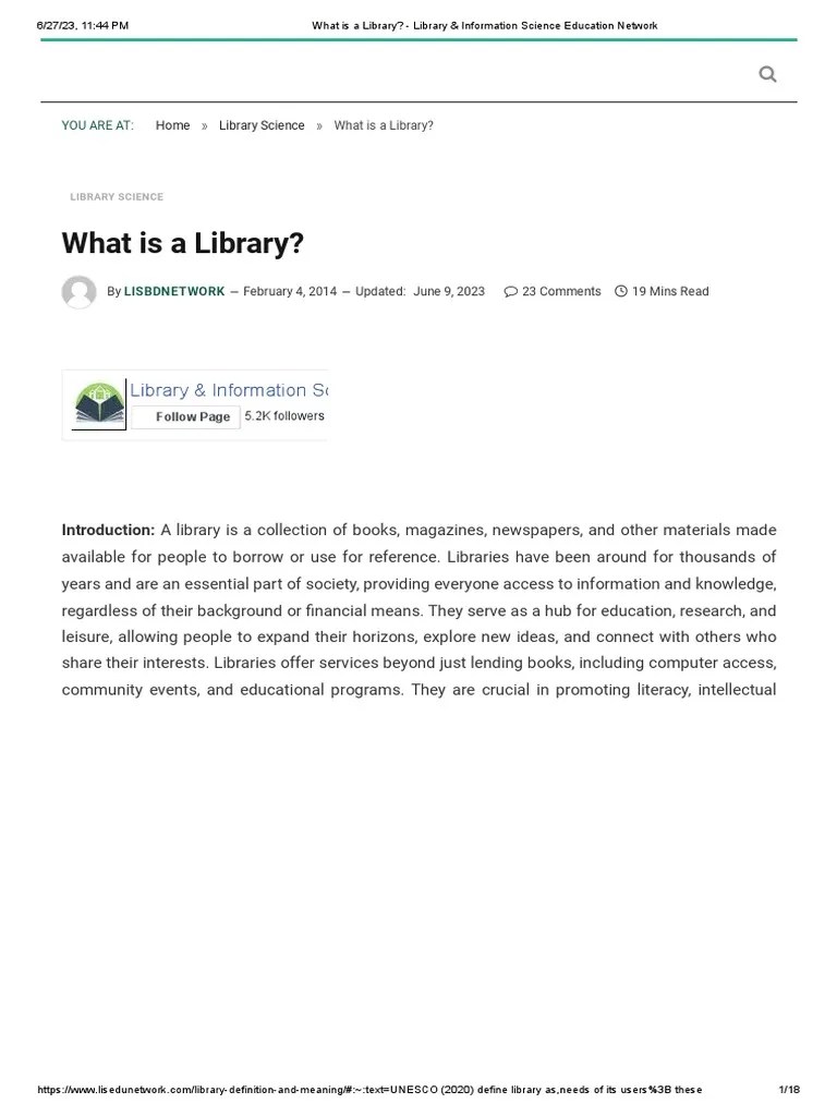 What Is A Library - Library & Information Science Education Network ...