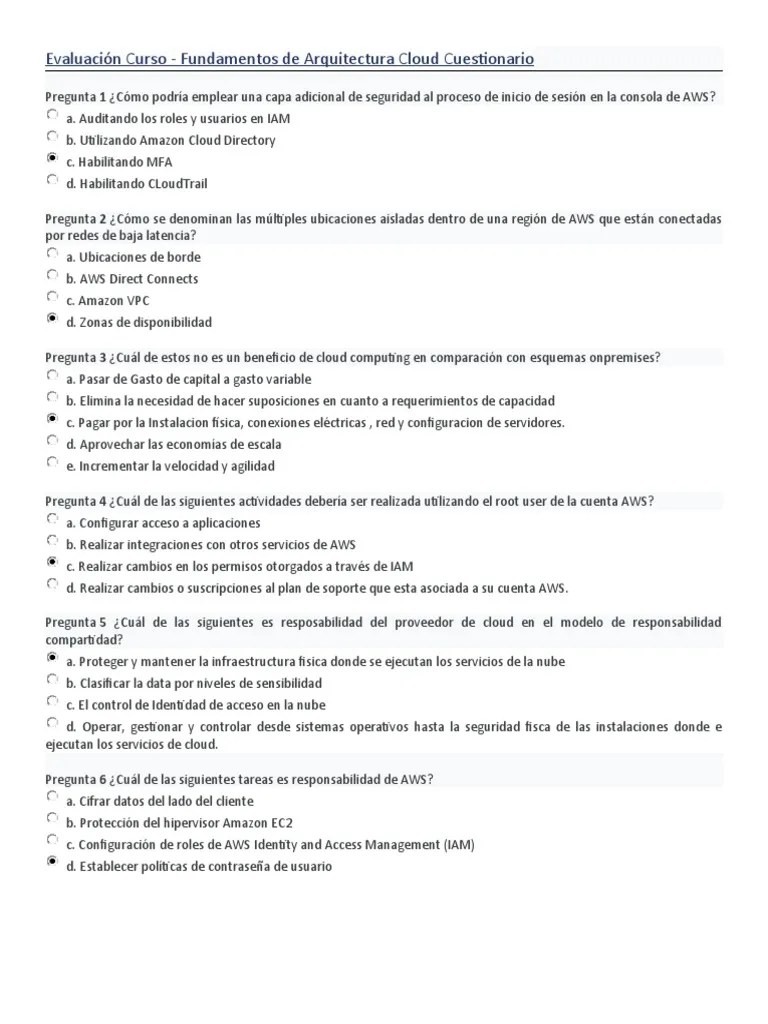 Evaluación Curso | PDF | Computación En La Nube | Servicios En Línea