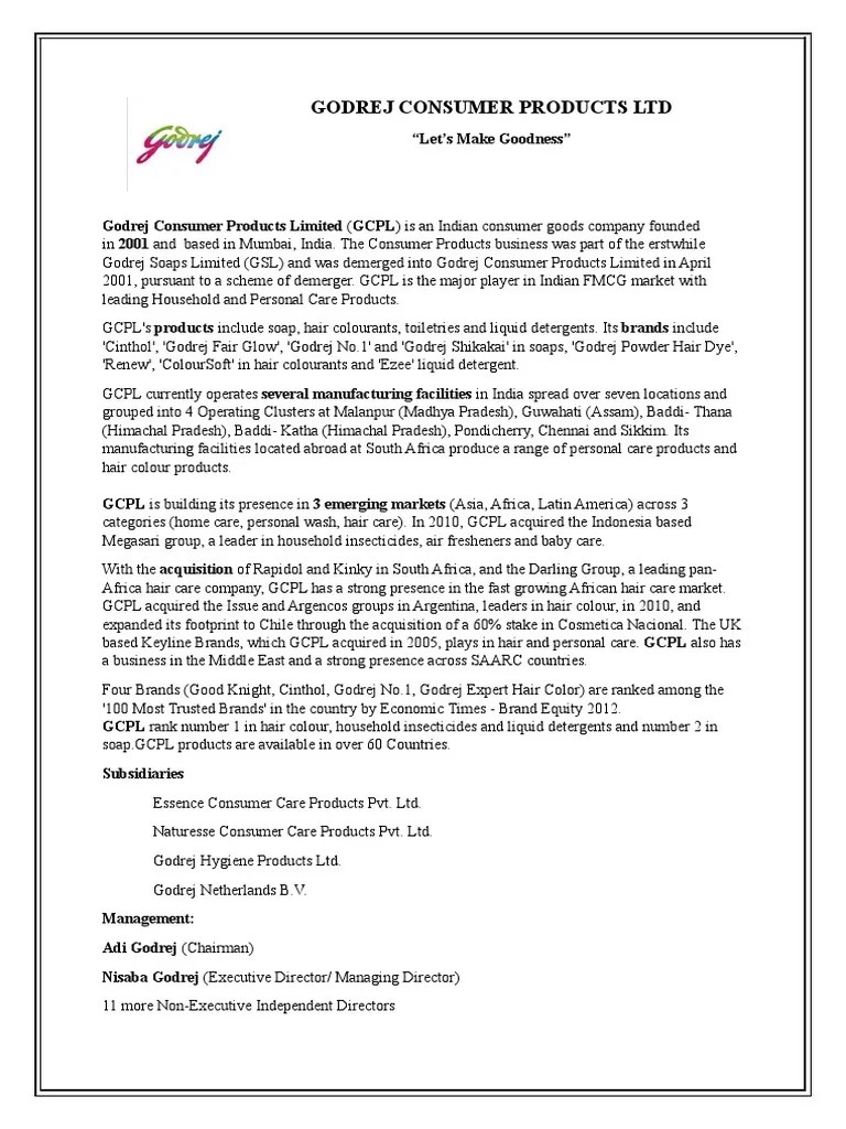 GCPL Profile | PDF | Business Economics | Brand Management