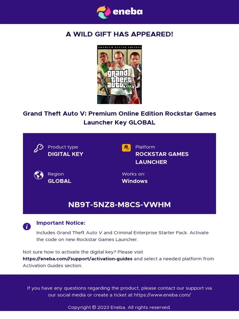 Grand Theft Auto V - Premium Online Edition Rockstar Games Launcher Key ...