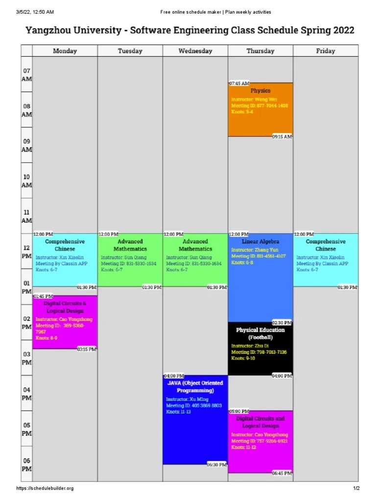 Free online schedule maker
