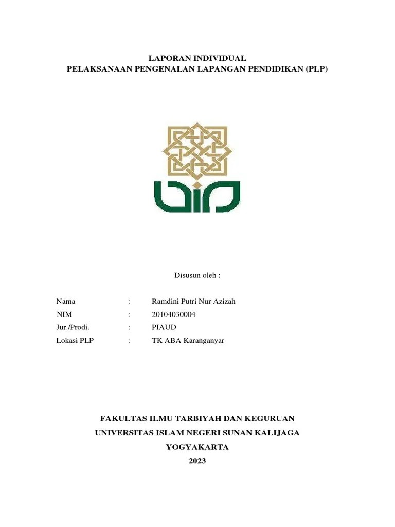 Contoh Format Laporan PLP UIN Sunan Kalijaga | PDF
