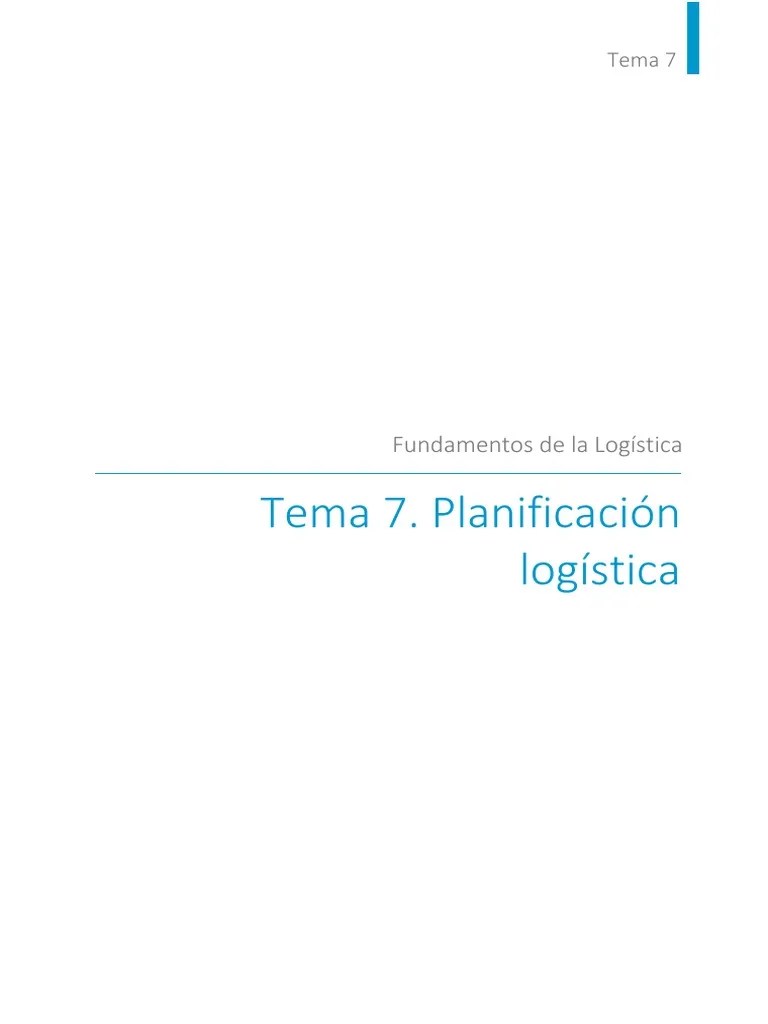 Tema 7 Planificación - Logística | PDF | Planificación | Logística
