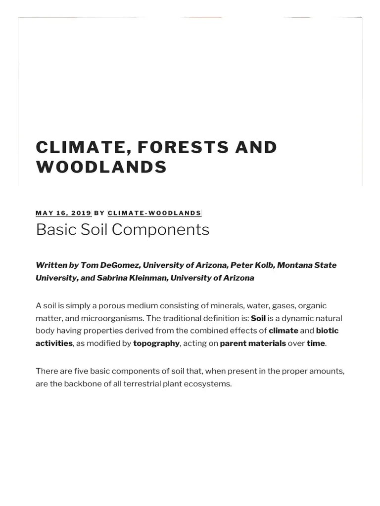 Basic Soil Components - Climate, Forests And Woodlands | PDF | Soil ...