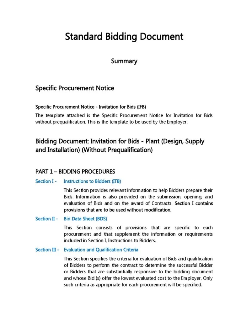 Standard Bidding Document | Download Free PDF | Procurement | Business