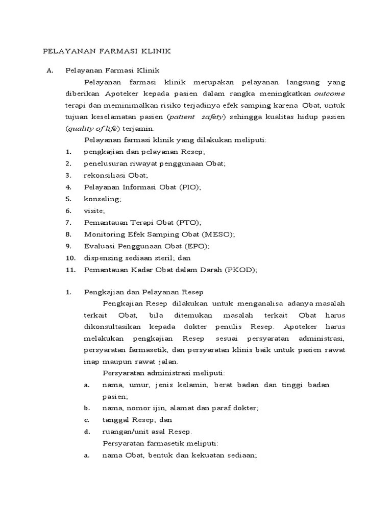 Pelayanan Farmasi Klinik | PDF