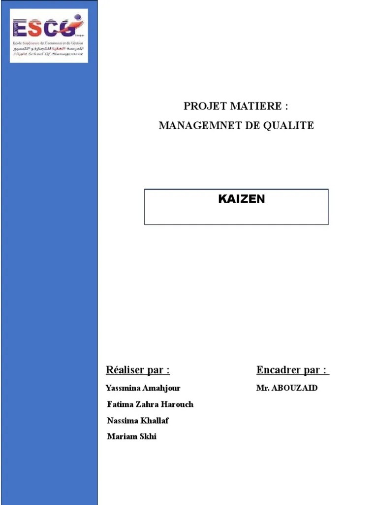 PROJET Kaizen 1 | Download Free PDF | Management De La Qualité ...