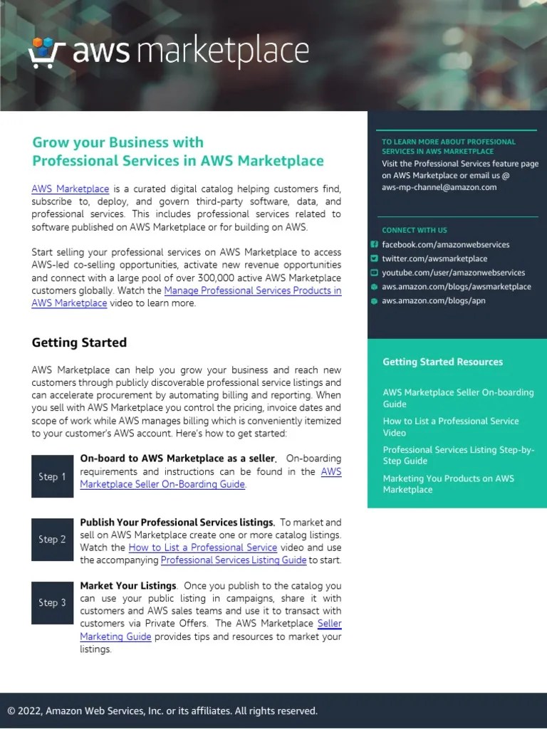 AWS Marketplace Professional Services Overview | PDF | Amazon Web ...