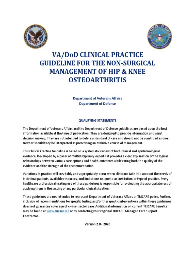 VA-DoD Clinical Practice Guideline For The Non-Surgical Management Of Hip And Knee ...