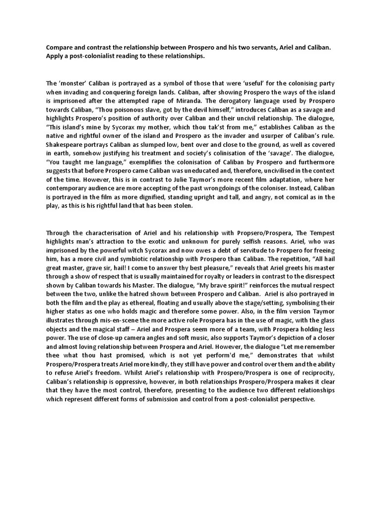 Sample Post Colonial Reading Of The Tempest | PDF | The Tempest