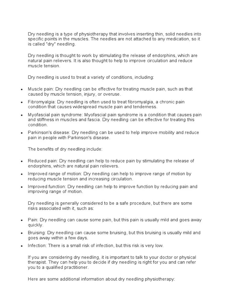 Dry Needling | PDF | Physical Therapy | Fibromyalgia