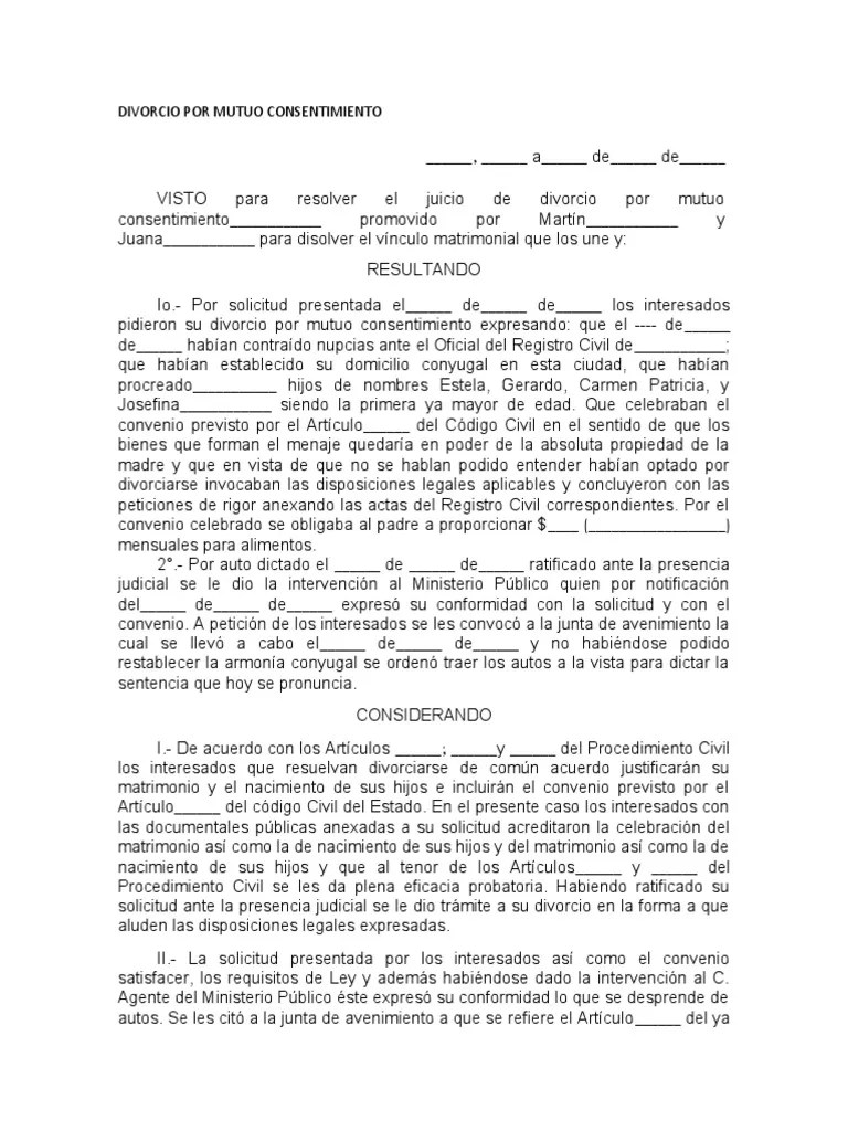 Divorcio Por Mutuo Consentimiento | PDF | Divorcio | Gobierno