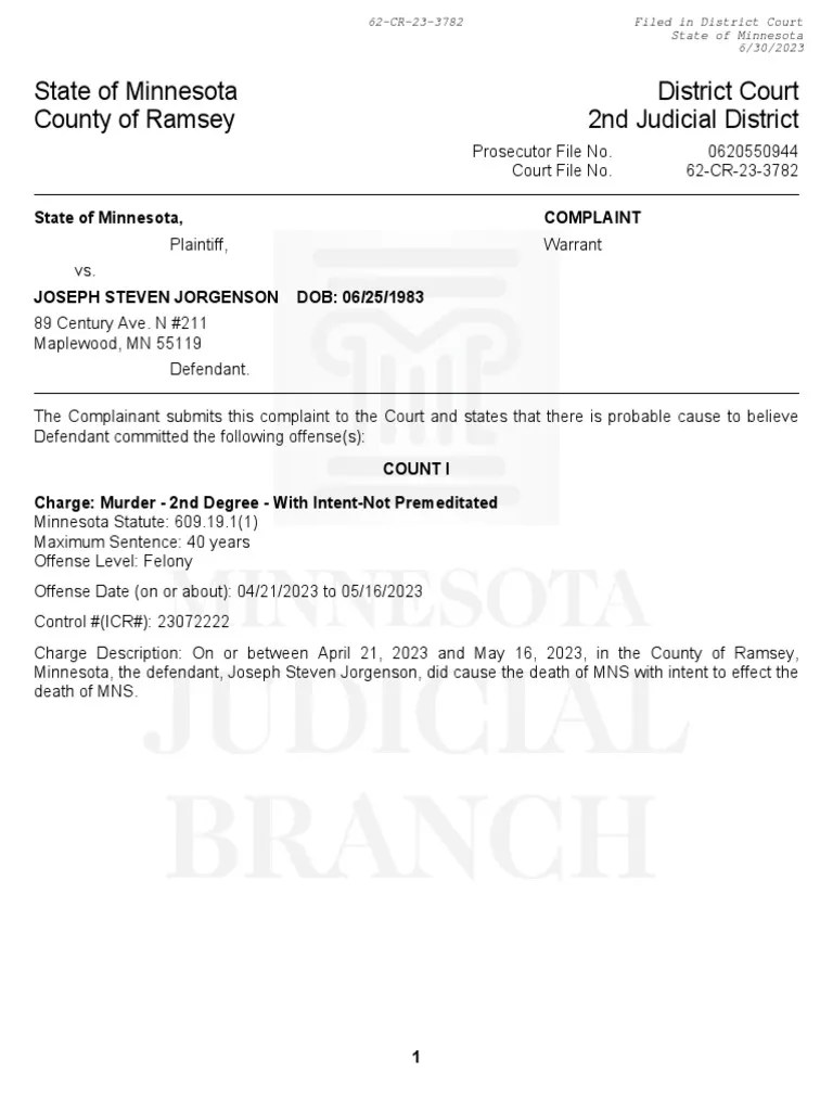 Joseph Jorgenson Probable Cause Affidavit | PDF | Arrest Warrant | Bail